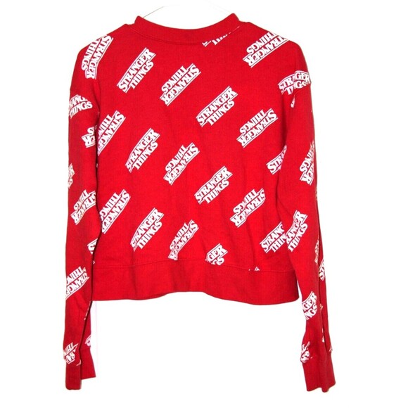 Netflix Official Stranger Things Allover Print Crop Sweatshirt Red White Size M - Picture 6 of 6